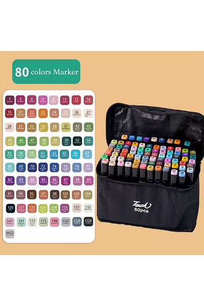 Choice C-80 Colors 12-262 Colores Double Pen Tip Markers Brush Pens Set Painting Highlighter School Art Sup