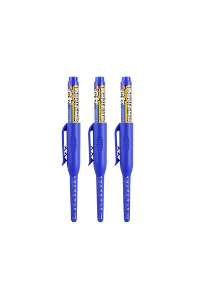 Choice blue pen 3pcs 45mm Waterproof Deep Hole Marker Pens Long Nib Head Carpenter Pen Black/Blue/Red Ink f