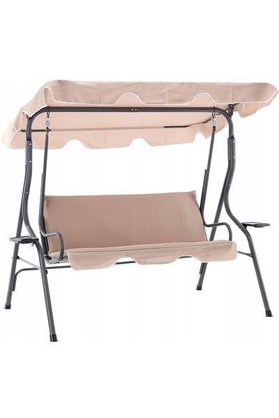 SERSIMO Cancun Garden Swing, 3 Seats, 220kg, Dark Beige