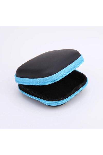 Choice blue 75x75x30mm Earphone Case Portable Mini Zipper Headphone Bag Storage Box EVA Anti-Pressure Heads