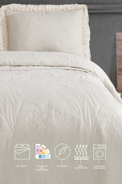 Elart Veronika Double Bedspread Set (240X260 cm) Cream