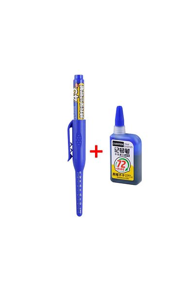 Choice blue 1pen 1ink 45mm Waterproof Deep Hole Marker Pens Long Nib Head Carpenter Pen Black/Blue/Red Ink