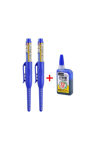 Choice blue 2pen 1ink 45mm Waterproof Deep Hole Marker Pens Long Nib Head Carpenter Pen Black/Blue/Red Ink