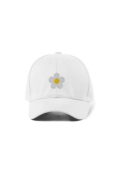 QUATEX Daisy Embroidered White Sports Hat Unisex Adjustable Velcro Back It Is a Quality Product