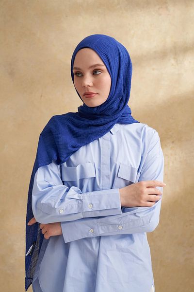 ARMANDA Muslin leaf pattern shawl 3351-1033 purple blue