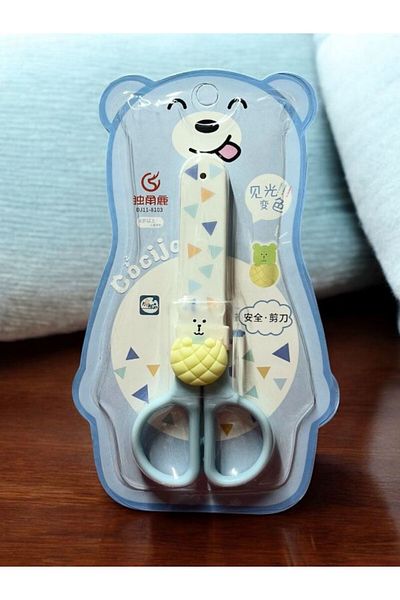 EyER Shoping Clamshell Kindergarten Scissors Blunt Tip Blue