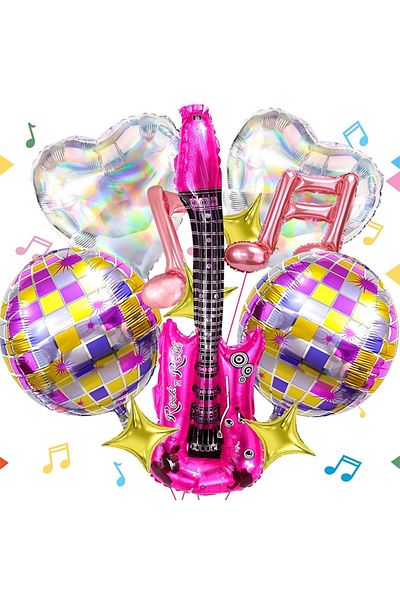 Choice Other As the picture Guitar rosered 14pcs 22" 4D Disco Balloons Retro 80s-90s HipHop Party Decor Gui