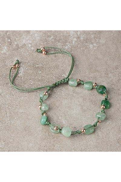 Safnaturel Igsl Certified Green Aventurine Natural Cut Natural Stone Macrame Bracelet