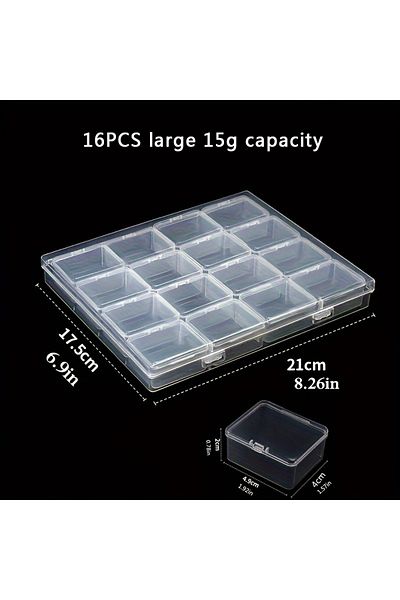 Choice 16PCS 15g capacity Multifunctional Independent Transparent Packaging Box Set Suitable for Rice Beads