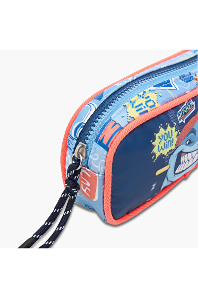 Juniors Shark Print Pencil Pouch with Zip Closure