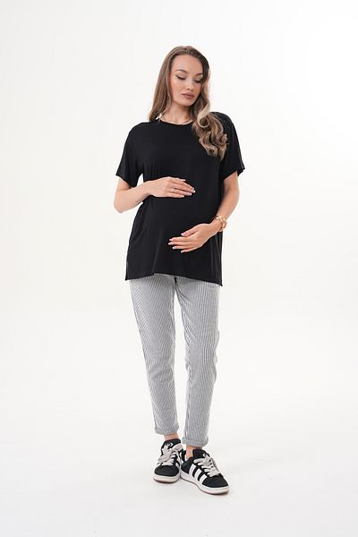 Miss Dünya Lissa Short Sleeve Oversize Tshirt Striped Pants Maternity and Maternity Bottom Top Set