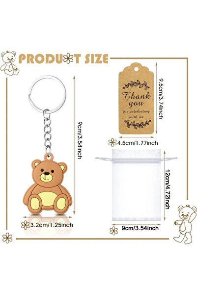 Choice مجموعة من 12 هدية لحفل استقبال دب صغير مع سلسلة مفاتيح وأكياس شبكية صل...