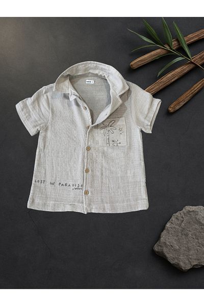 Rhythm Clothing West Kids Muslin Shirt, Denim Shorts Boys Casual Bottom-Top Set