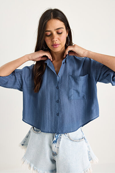 Bianco Lucci Cămașă de damă cu jumătate de mânecă cu o singură buzunar 2108 60283328