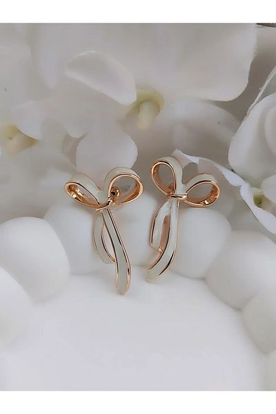 To Be Reborn Steel Enamel Bow Earrings New Season Summer Trends