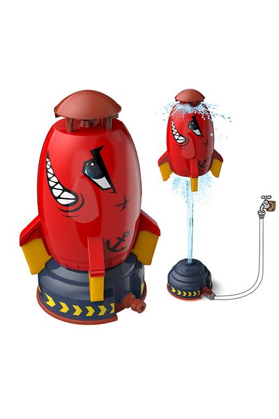 Choice Red Flying Jet Water Fountain Sprinkler Splashing Water Toy For Kids 360 Degree Rotating Outdoor Poo