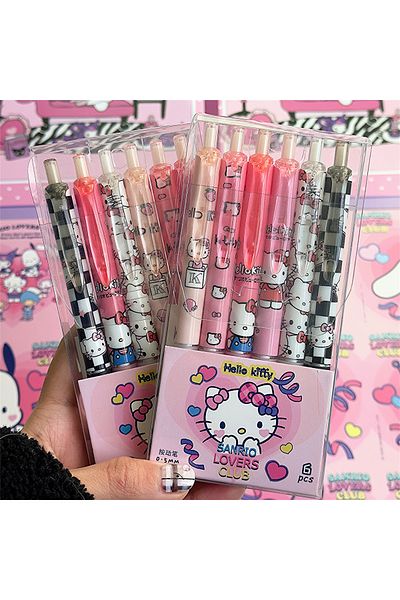 Choice 6Pc KT 6Pcs/Set Kawaii Kuromi 0.5mm Gel Pens Set Cute Black Pen Cartoon School Student Stationery S
