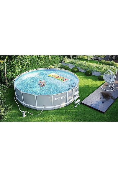 SERSIMO Intex Prism Frame Metal Frame Pool, 366x99cm, 9,000 Liters, With Filter Pump And Ladder