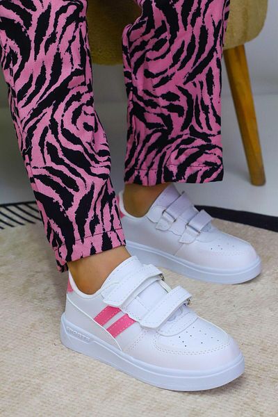 Weynes Children's Pink 2-Stripe Velcro Casual Sport Shoes Wsb4074
