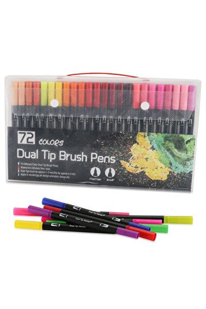 Choice أسود - 72 لونًا، 12-120 لونًا، أقلام تحديد فنية مائية برأس لباد، فرشاة...