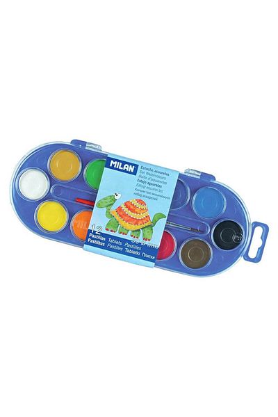 Milan Acuarele cu pensulă MILAN, 12 culori, diametrul pensulei 30 mm, culori pentru pictură