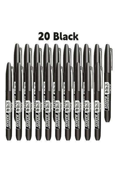 Choice Black-20PCS Permanent Marker Pen Drawing Markers Black Blue Red Waterproof Ink Sketch Pens Stationer