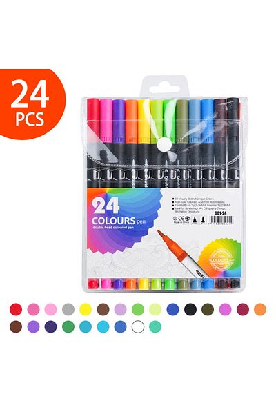 Choice 24PCS 12/24/36/60/80/100/120 PCS Dual Markers Brush Pen Fine Double Tip Art Marker Coloring Hand Let