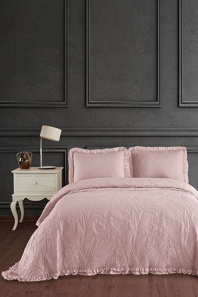Elart Veronika Double Bedspread Set (240X260 cm) Powder