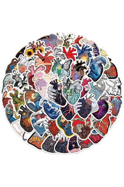 Choice 52PCS 52Pcs Cartoon Art Heart Graffiti Sticker For Suitcase Skateboard Laptop Luggage Phone Styling
