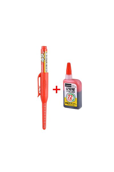 Choice red 1pen 1ink 45mm Waterproof Deep Hole Marker Pens Long Nib Head Carpenter Pen Black/Blue/Red Ink f