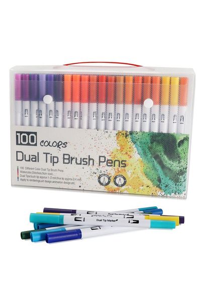 Choice White-100 colors 12-120 Colors Felt Tip Drawing Watercolor Art Markers Pen Dual Brush Fineliner Colo