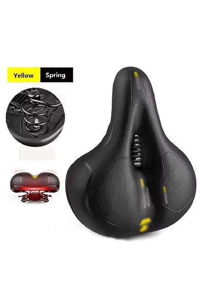 Choice Spring Yellow Reflective Shock Absorbing Hollow Bike Saddle MTB Bicycle Seat Breathable Rainproof Cy
