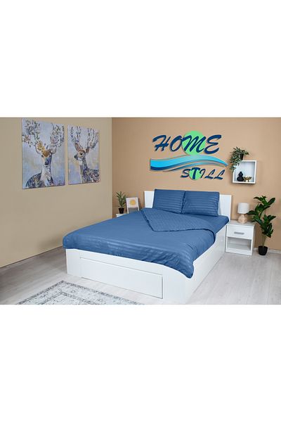 Home Still Microsatin damask linen for 2 people, BLUE