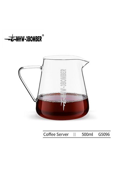 Choice White MHW-3BOMBER 500ML Coffee Sharing Pot Clear Glass Coffee Server Glass Pot for Drip Coffee Tea B