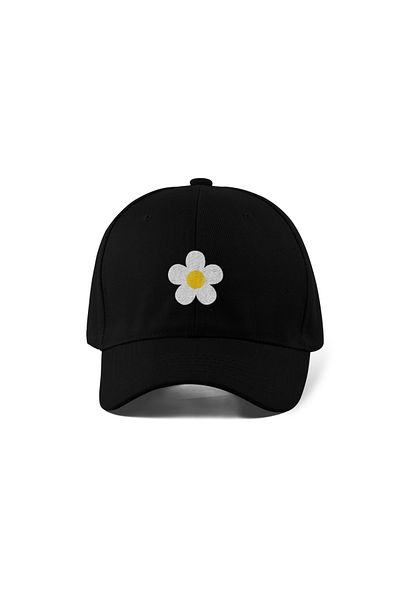 QUATEX Daisy Embroidered Black Sports Hat Unisex Adjustable Velcro Back It Is a Quality Product