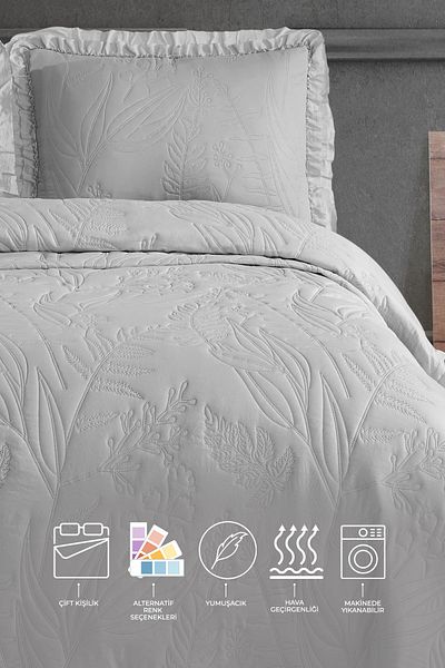 Elart Veronika Double Bedspread Set (240X260 cm) Gray