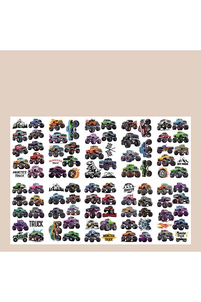 Choice 10PCS ALL 10Sheets Monster Trucks Temporary Tattoos Makeup Body Stickers for Boys Designs Tattoo Sti