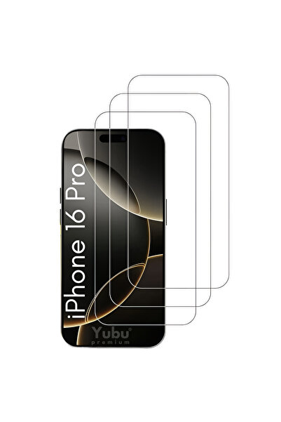 yubu 3'lü Paket iPhone 16 Pro Uyumlu Temperli HD Cam Kaplama Kırılmaz Ekran K...