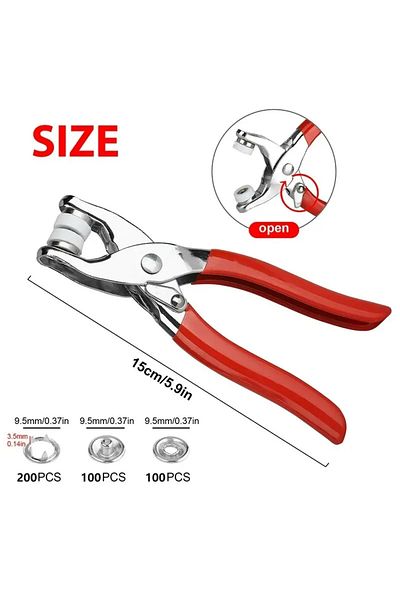 Choice Plier and 400 Rings 400pcs 9.5mm Prong Rings Metal Snap Buttons with Hand Pressure Plier DIY Sewing