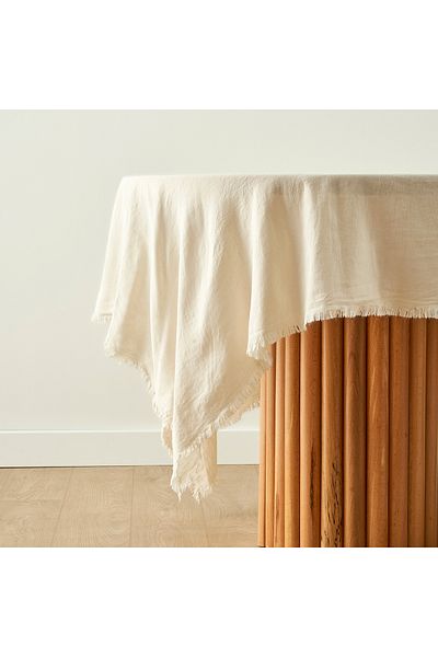 Bella Maison مفرش طاولة شرابة زيتون قطن 100% كريمي (150x250 سم)