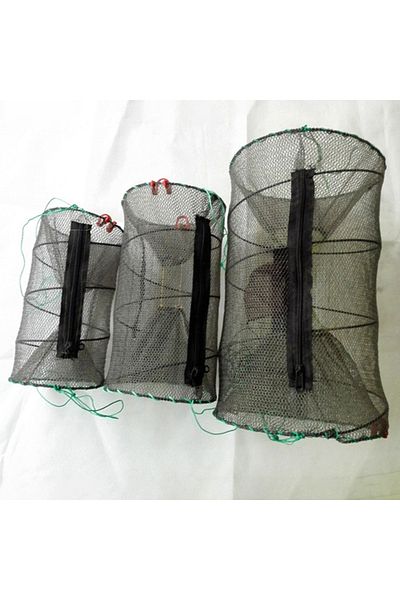 Choice 14cmx27cm 1pcs Collapsible Steel Wire Nylon Net Fish Cage Mesh Fine Trap For Crab Shrimp And Crayfis