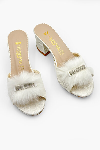 CARLA BELLA Γυναικείες παντόφλες Προίκα Home Κομψές γυναικείες παντόφλες Πέτρινη λεπτομέρεια Λευκή