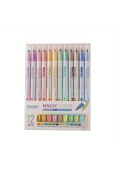Choice 12pcs 12pcs Double-ended Magic Color Marker Pen Changing Highlighter Pen Set Student Diary Scrapbook