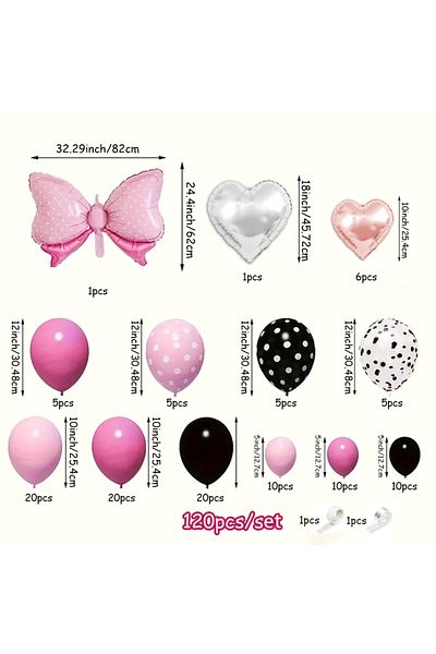 Choice Other As Picture Pink Black Bow Princess Theme Balloon Party Arched Balloon Chain Kit 120 Pieces Pin