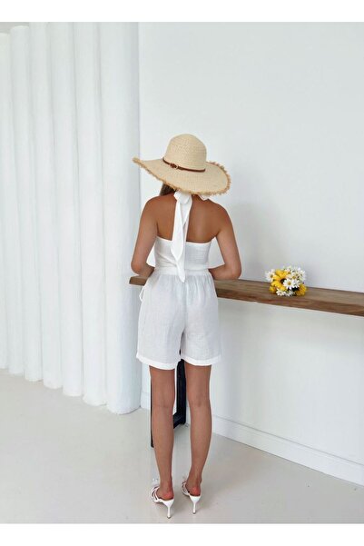 LOOKMEG Women's Halter Neck Gipeli Blouse Shorts Set New Season