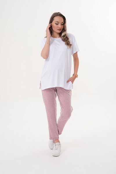 Miss Dünya Lissa Short Sleeve Oversize Tshirt Striped Pants Maternity and Maternity Bottom Top Set