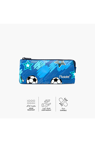 Juniors Football Print Pencil Pouch with Label Slot