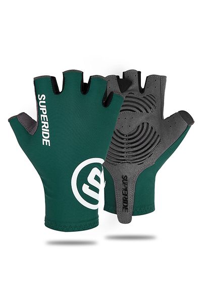 Choice M Dark Green SUPERIDE Gel Padded Half Finger Cycling Gloves Men Women Breathable MTB Bicycle Gloves