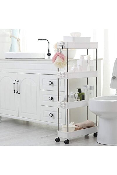 stuffix Storage rack with 4 modular cart-style shelves for bathroom or kitchen