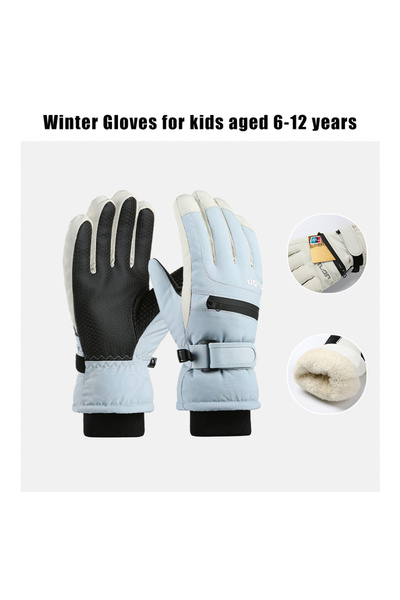 Choice قفازات زرقاء للأطفال في الشتاء مقاومة للماء وقفازات ثلج دافئة للأولاد والبنات وقفازات التزلج والجري والمشي وركوب الخيل